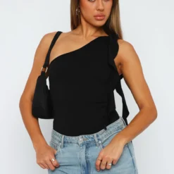 Give You Love One Shoulder Bodysuit Black -Cheap Vog Unique Store 07.07.2302631