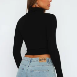 Her Obsession Long Sleeve Crop Black -Cheap Vog Unique Store 07.07.230307