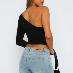 Midnight Talks One Shoulder Top Black -Cheap Vog Unique Store 07.07.2324305
