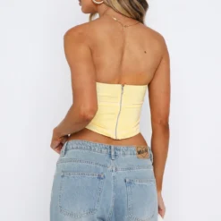 Ride With Me Strapless Crop Lemon/White -Cheap Vog Unique Store 08.06.2331693 2