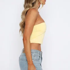 Ride With Me Strapless Crop Lemon/White -Cheap Vog Unique Store 08.06.2331695 2
