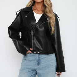 City Is Mine PU Biker Jacket Black -Cheap Vog Unique Store 14.4.2315677