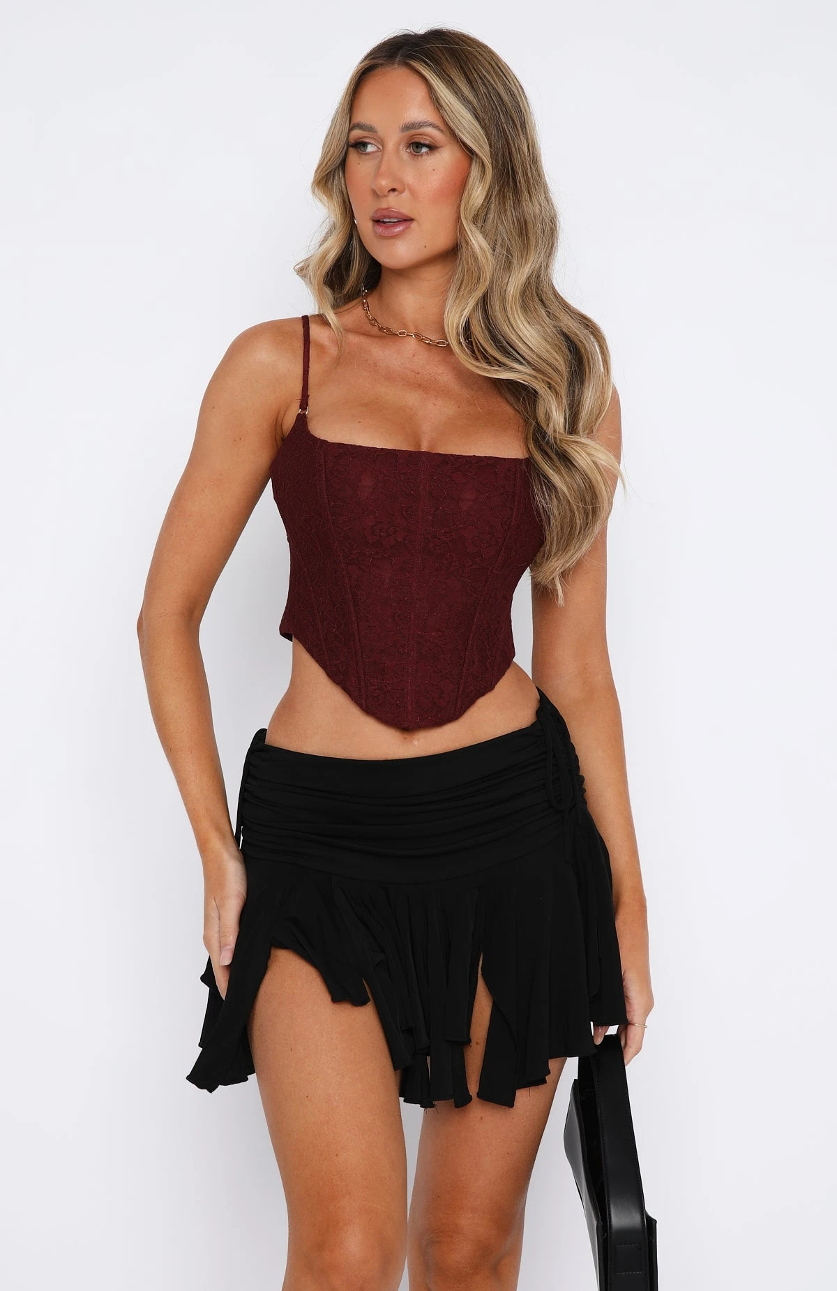 Out Of Luck Lace Bustier Wine 2 Out Of Luck Lace Bustier Wine - Image 2