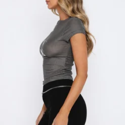 On The Way Out Mesh Baby Tee Charcoal -Cheap Vog Unique Store 15.06.2333385