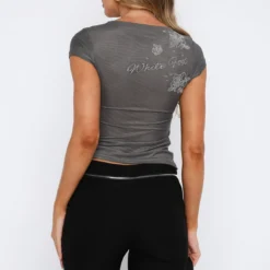 On The Way Out Mesh Baby Tee Charcoal -Cheap Vog Unique Store 15.06.2333390