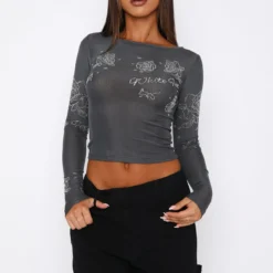 Headstrong Long Sleeve Top Charcoal -Cheap Vog Unique Store 16.03.2321262