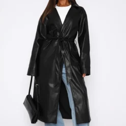 Rainy Day PU Trench Coat Black 11 Rainy Day PU Trench Coat Black -Cheap Vog Unique Store 16.03.2321460