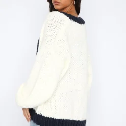 A Little Too Much Knit Cardigan Cream + Navy -Cheap Vog Unique Store 18.05.2329272