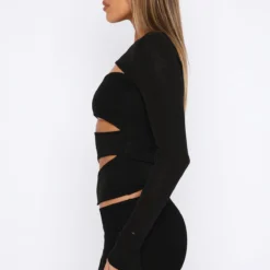 Wait Is Over Long Sleeve Top Black -Cheap Vog Unique Store 22.06.2334259