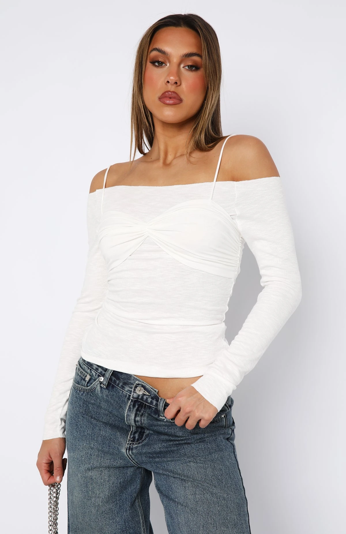Those Eyes Long Sleeve Top White 2 Those Eyes Long Sleeve Top White - Image 2