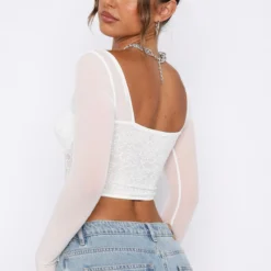 She's Magic Long Sleeve Lace Bustier White -Cheap Vog Unique Store 22.12.2219196