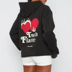 Twin Flame Oversized Hoodie Charcoal -Cheap Vog Unique Store 30.3.2315069