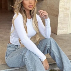 Only For Tonight Long Sleeve Top White 11 Only For Tonight Long Sleeve Top White -Cheap Vog Unique Store 308022732 1254284598726514 7228024841410699182 n