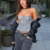I'm Back Baby PU Bustier Grey