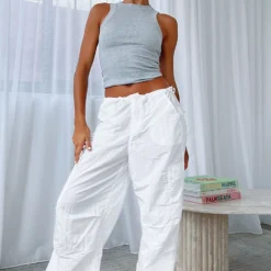Be The Moment Pants White -Cheap Vog Unique Store BE THE MOMENT CARGO PARACHUTE PANTS 100123 10 scaled