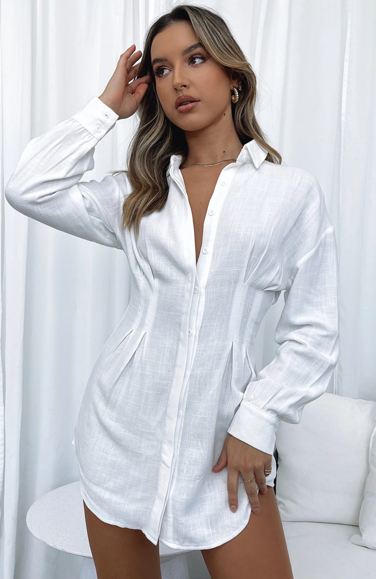 Feels Like A Holiday Shirt Dress White 8 Feels Like A Holiday Shirt Dress White - Image 8