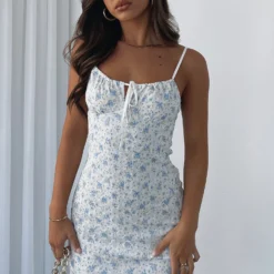 Find Me Outside Mini Dress Ditsy Blue