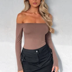 Lose My Mind Long Sleeve Bodysuit Mocha