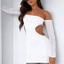 Summer's Over Long Sleeve Mini Dress White -Cheap Vog Unique Store IMG 6532 scaled