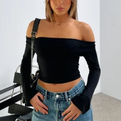 Keep Saying Sorry Long Sleeve Top Black