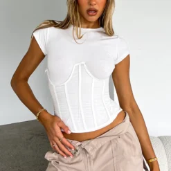 Looking Pretty Corset White -Cheap Vog Unique Store LOOKING PRETTY CORSET 090822 01