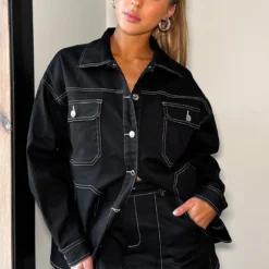 Meet Me Backstage Oversized Jacket Dark Charcoal