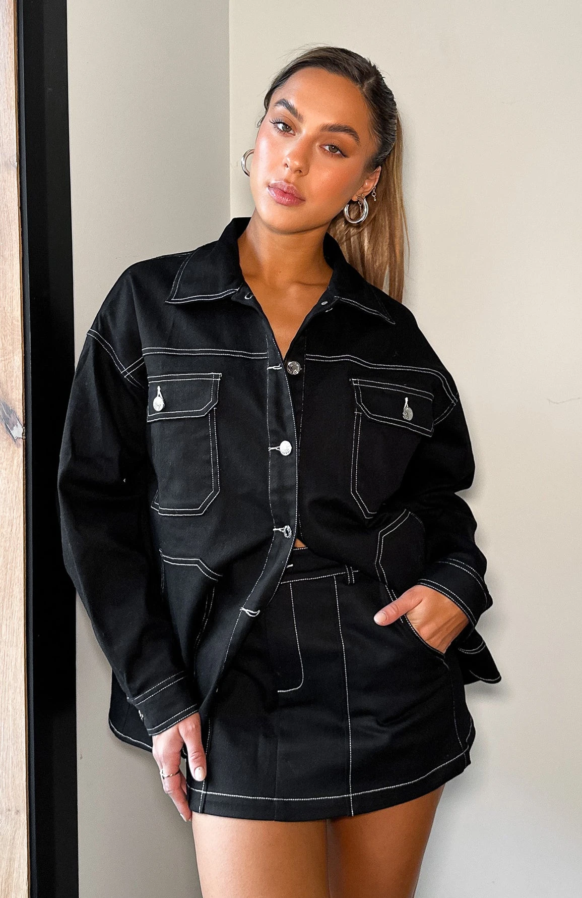 Meet Me Backstage Oversized Jacket Dark Charcoal
