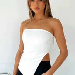 One More Night Strapless Top White