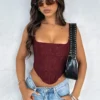 Out Of Luck Lace Bustier Wine