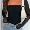 Please Forgive Me Long Sleeve Bodysuit Black