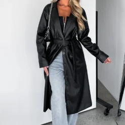 Rainy Day PU Trench Coat Black 17 Rainy Day PU Trench Coat Black -Cheap Vog Unique Store RAINY DAY PU TRENCH COAT 13.05.23 02