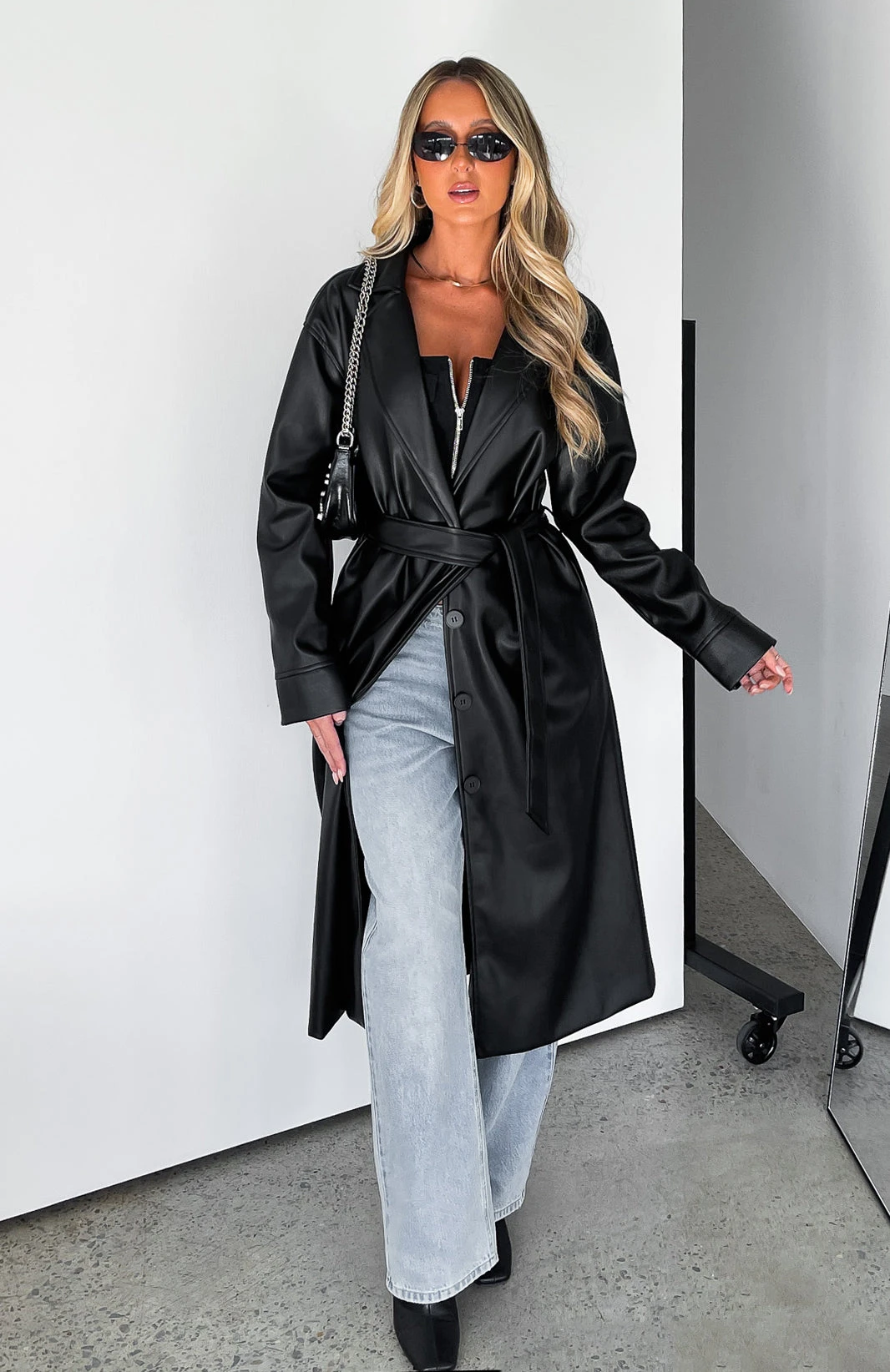 Rainy Day PU Trench Coat Black 9 Rainy Day PU Trench Coat Black - Image 9