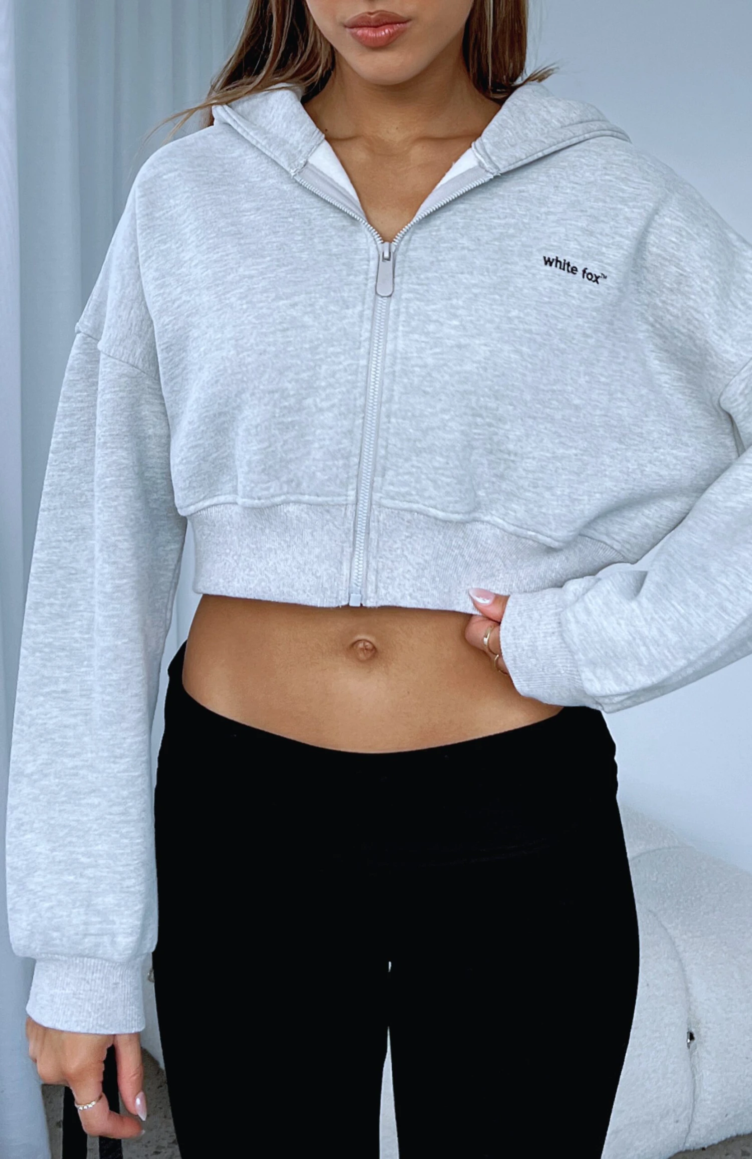 She's Effortless Cropped Hoodie Grey Marle 1 She's Effortless Cropped Hoodie Grey Marle