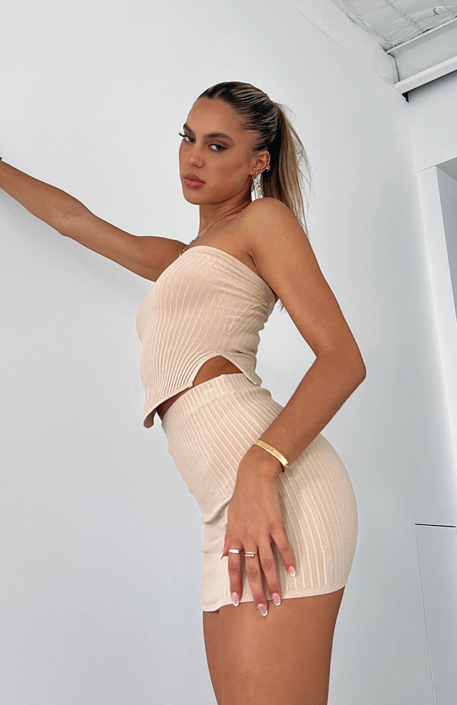 Fair And Square Knitted Bustier Oatmeal - Image 8