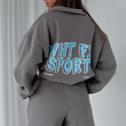 Sport Series Zip Front Sweater Charcoal