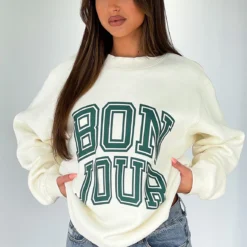 Take Me To Paris Oversized Sweater Cream