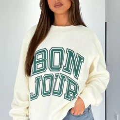 Take Me To Paris Oversized Sweater Cream -Cheap Vog Unique Store TAKE ME TO PARIS SWEATER 7.06.23 11