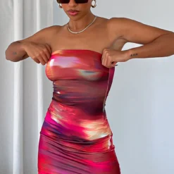 Top Of My Game Strapless Mini Dress Flashing Lights Print -Cheap Vog Unique Store TOP OF MY GAME MINI DRESS 24.08.22 09